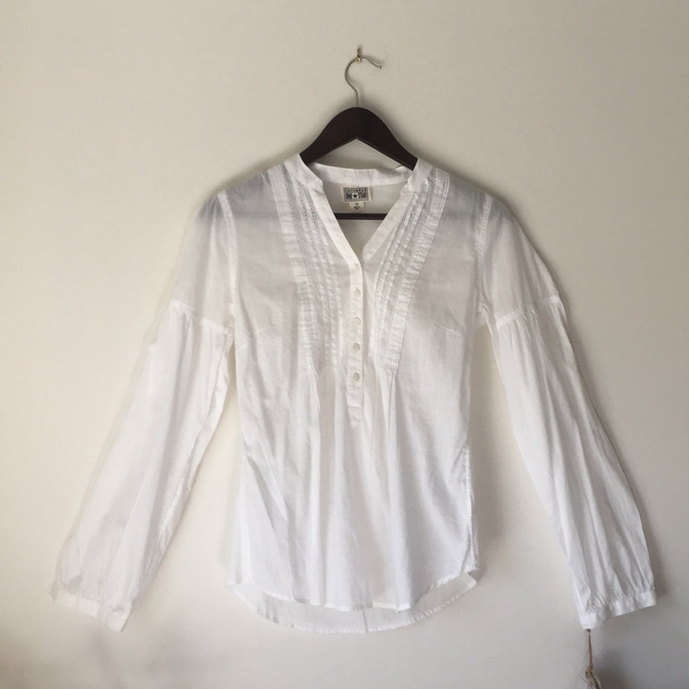 Converse White and Flowy Peasant Top